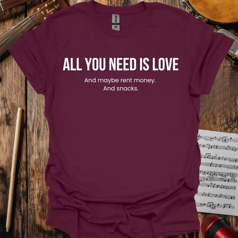 All You Need Is Love T-shirt Maroon