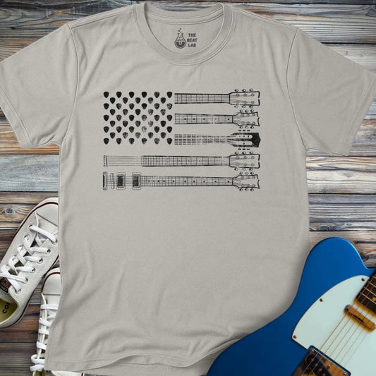 American Guitar Flag T-shirt - Sport Grey / S - T-Shirt