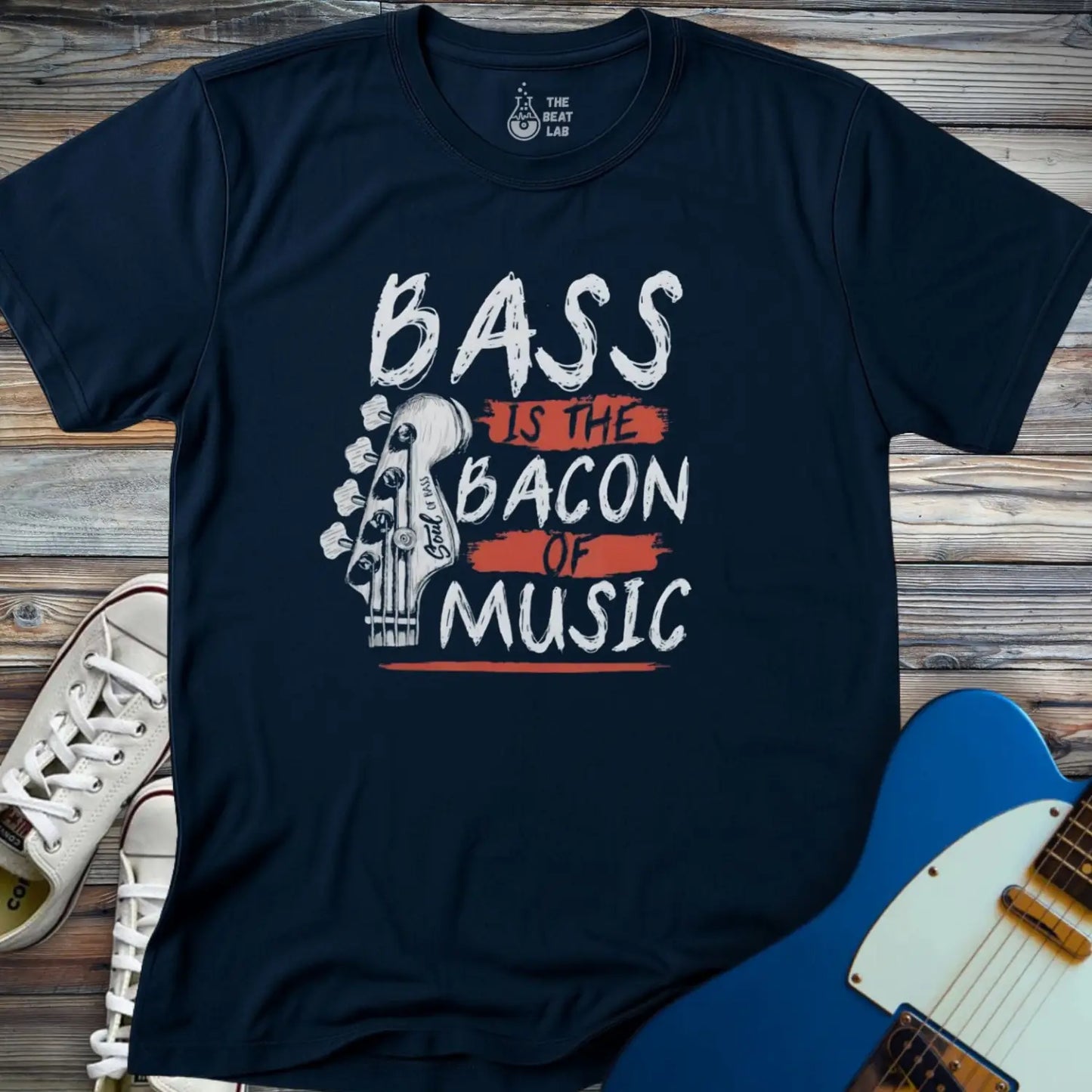 Bass Is The Bacon Of Music T-shirt - Navy / S - T-Shirt