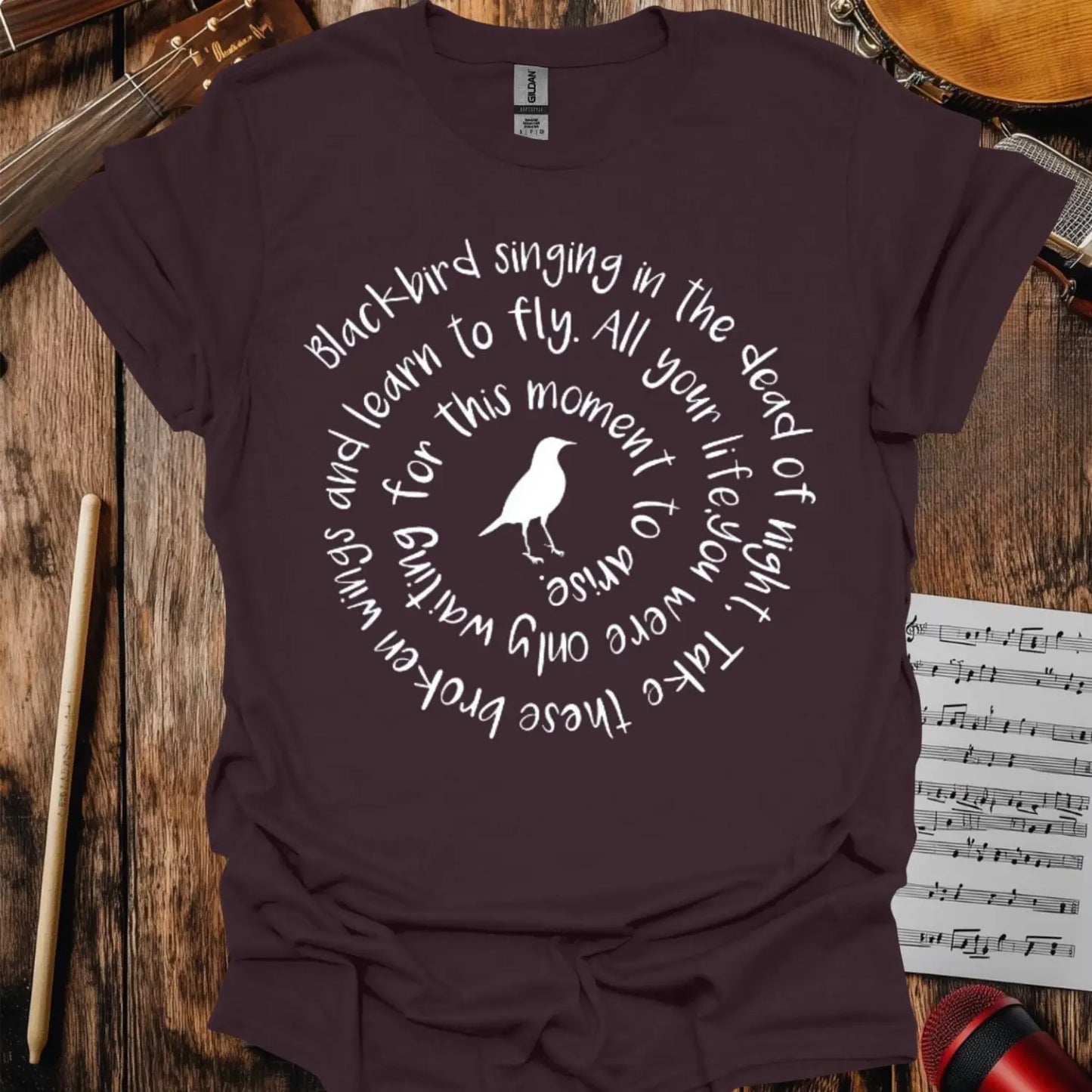 Blackbird The Beatles T-shirt 3XL Maroon