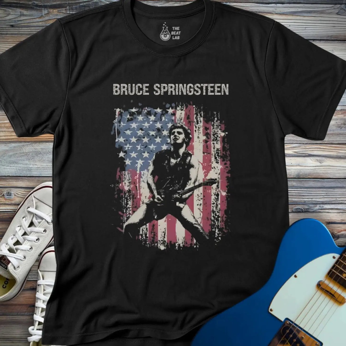 Bruce Springsteen American Flag T-shirt - Black / S - T-Shirt