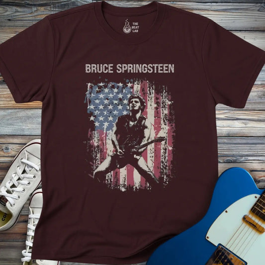 Bruce Springsteen American Flag T-shirt - Dark Chocolate / S - T-Shirt