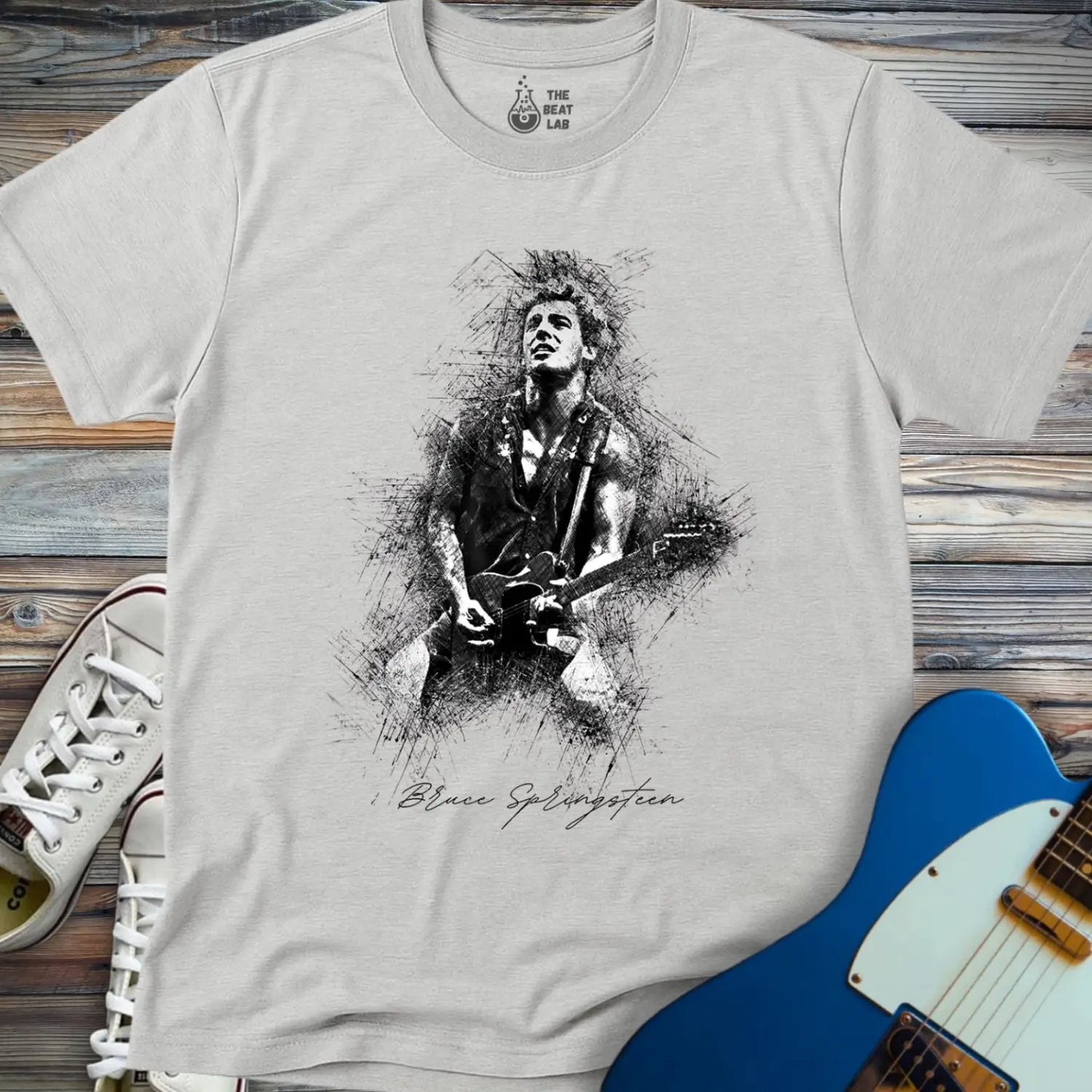 Bruce Springsteen Sketch (II) T-shirt - Sport Grey / S - T-Shirt
