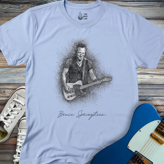 Bruce Springsteen Sketch T-shirt - Light Blue / S - T-Shirt