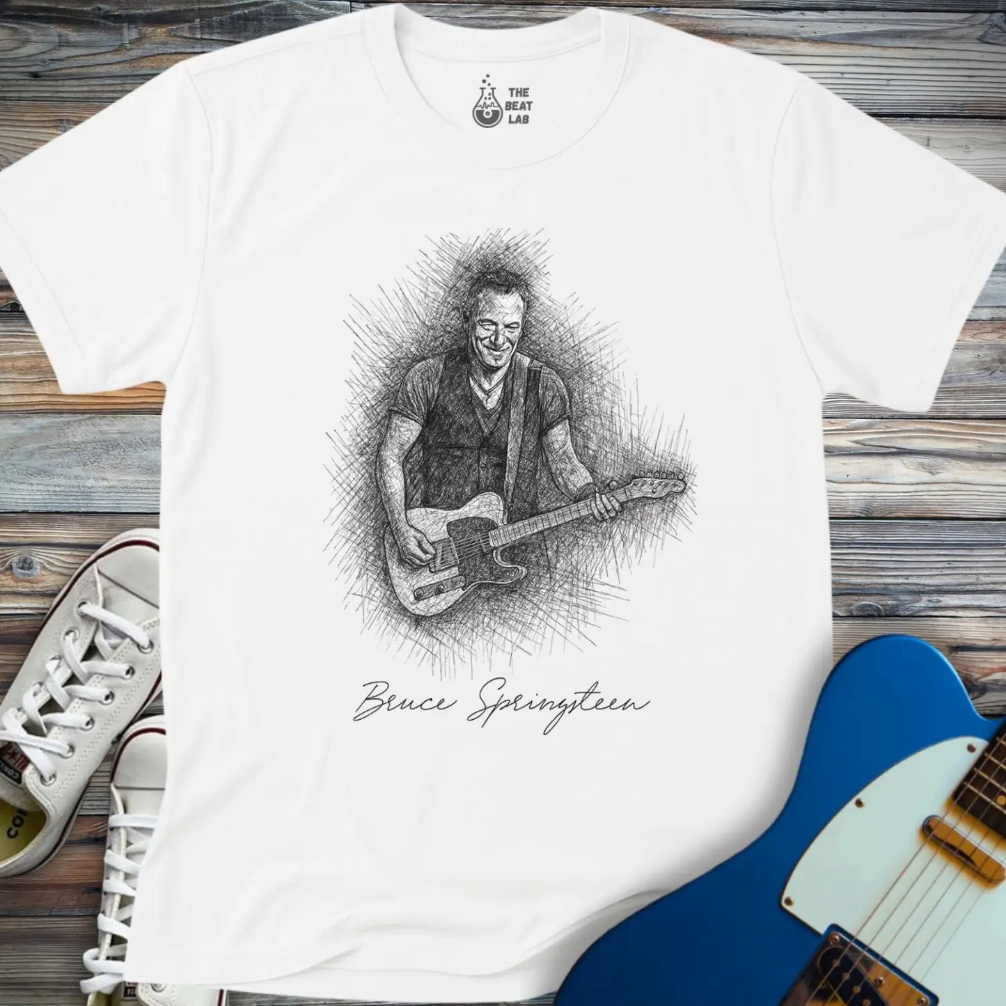 Bruce Springsteen Sketch T-shirt - White / S - T-Shirt