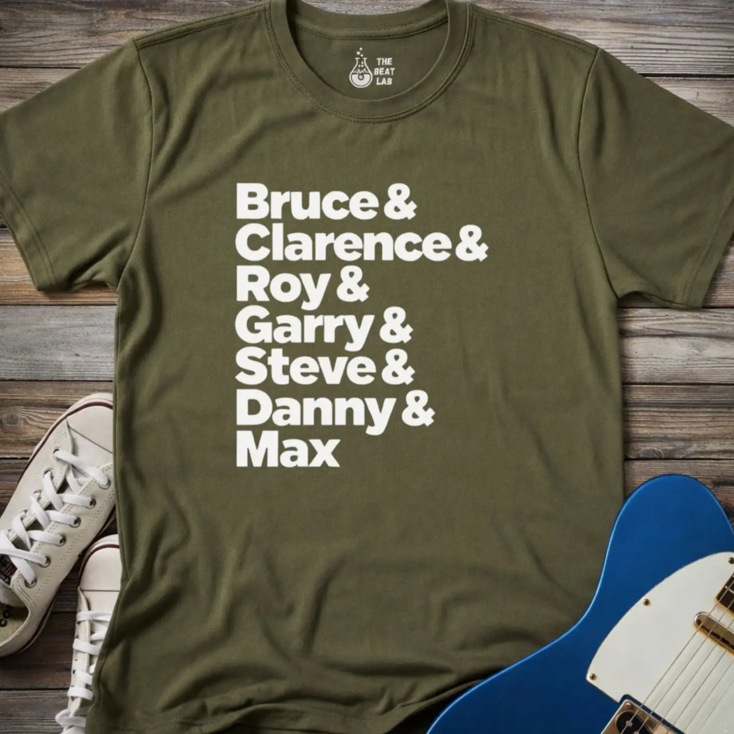 Bruce & The Band T-shirt - Military Green / S - T-Shirt