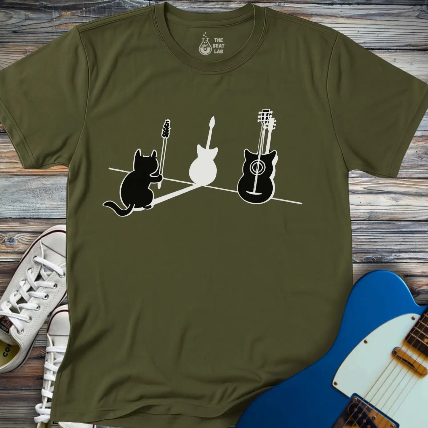 Cat & Guitar T-shirt - T-Shirt