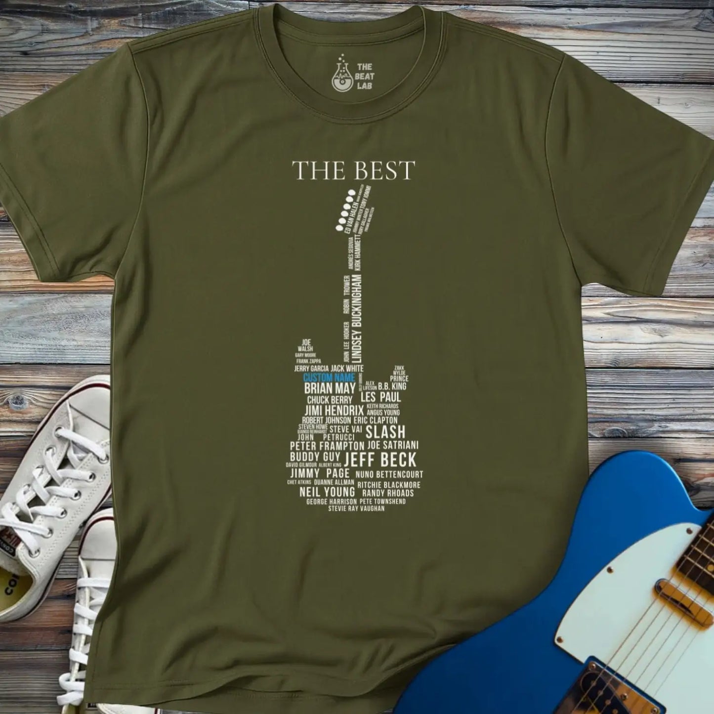 Custom Guitar Legends T-shirt - Military Green / S - T-Shirt