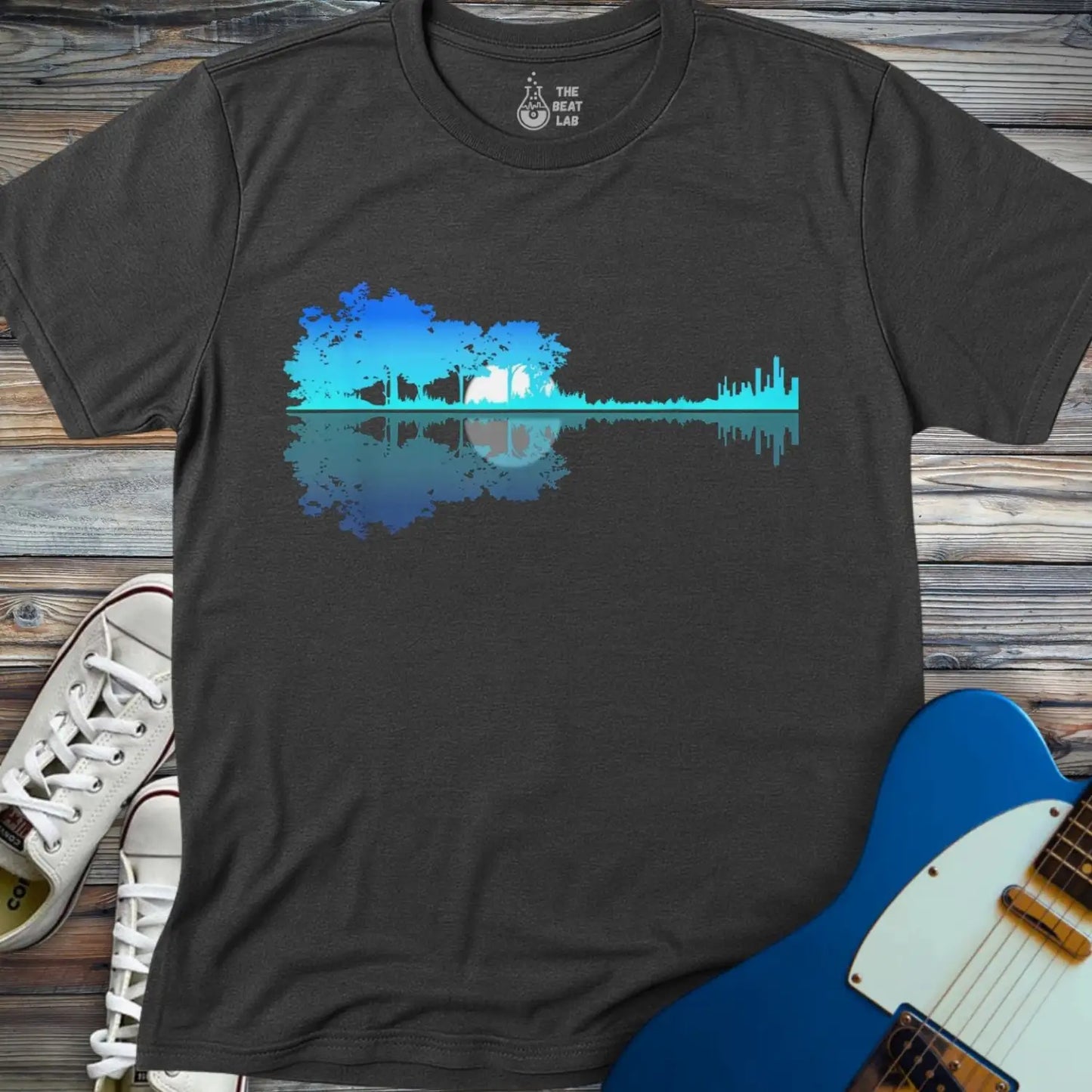 Forest Guitar (II) T-shirt - Dark Heather Grey / S - T-Shirt