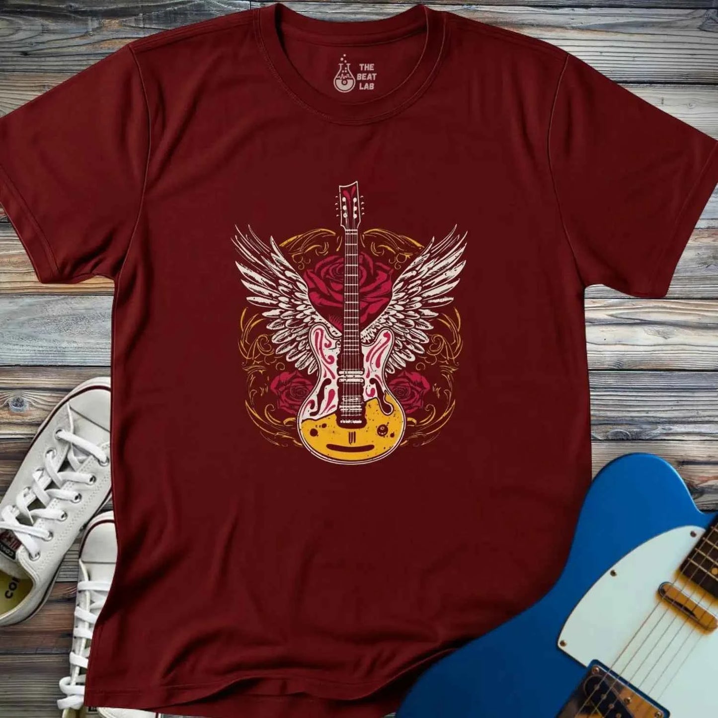 Gold Guitar Wings T-shirt