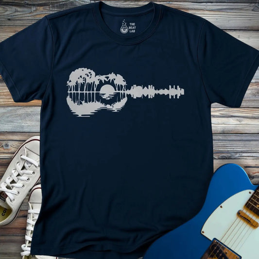 Guitar Island Paradise T-shirt - Navy / S - T-Shirt