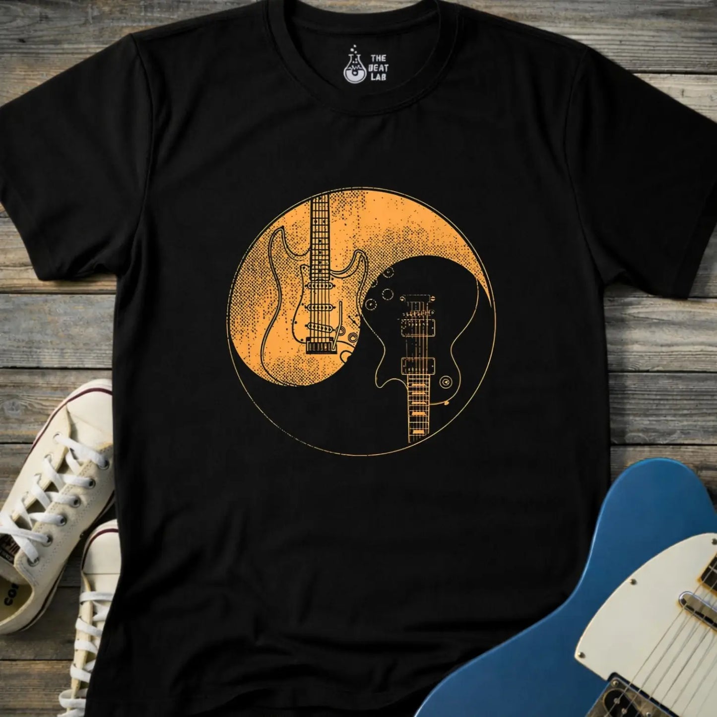 Guitar Yin Yang (I) T-shirt - Black / S - T-Shirt