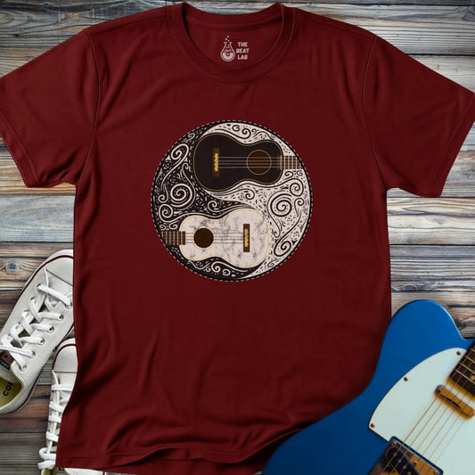 Guitar Yin Yang (II) T-shirt - Maroon / S - T-Shirt