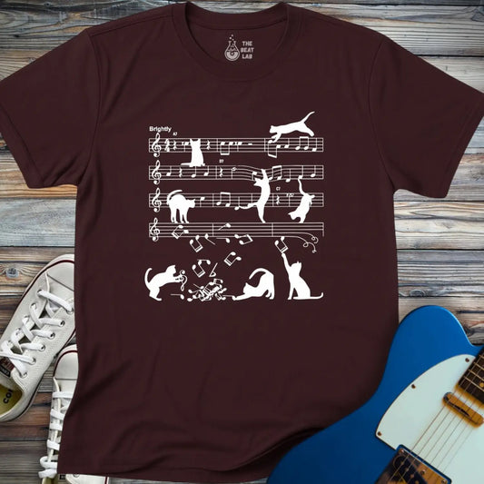 Jazz Cats Sheet Music T-shirt - Dark Chocolate / S - T-Shirt