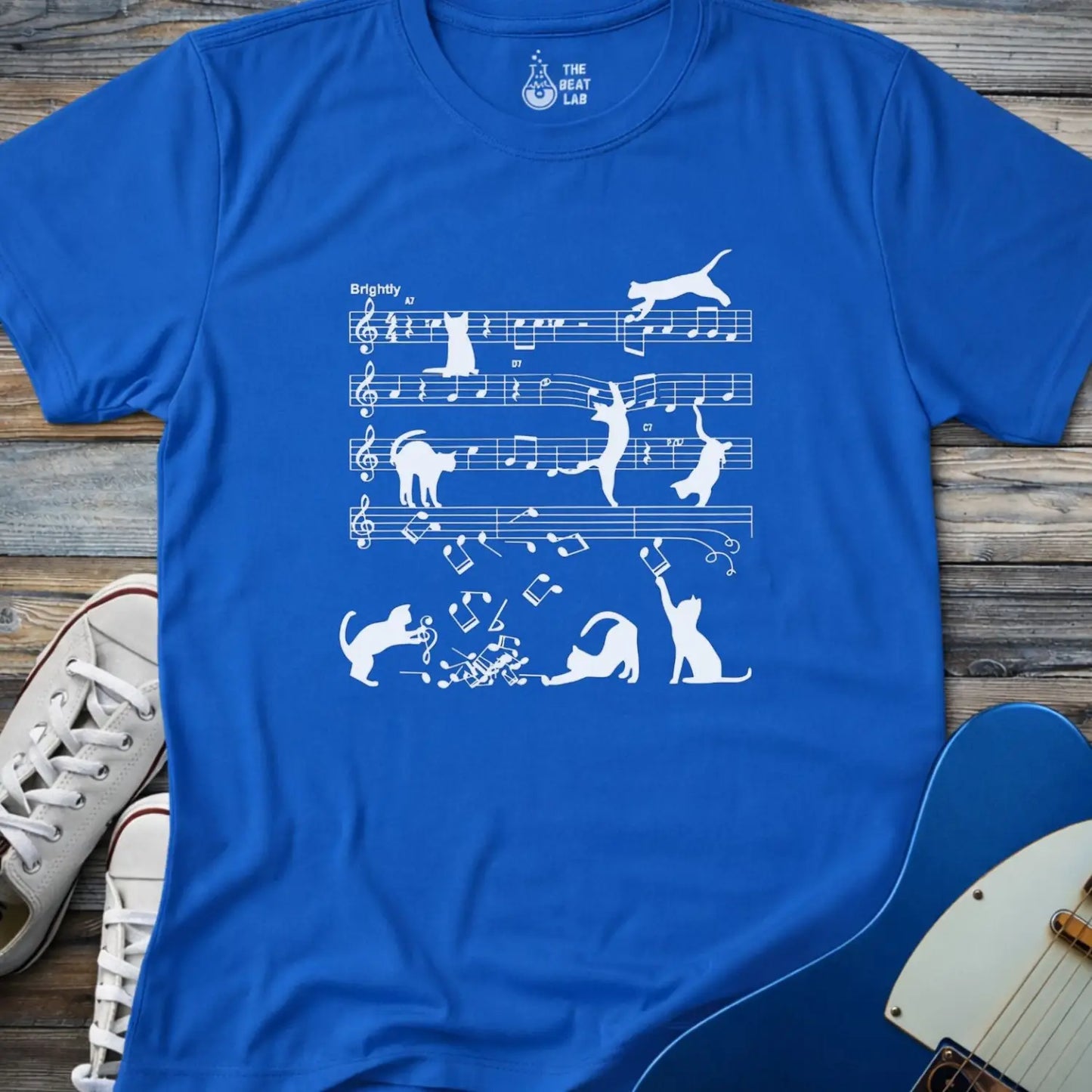 Jazz Cats Sheet Music T-shirt - Royal / S - T-Shirt