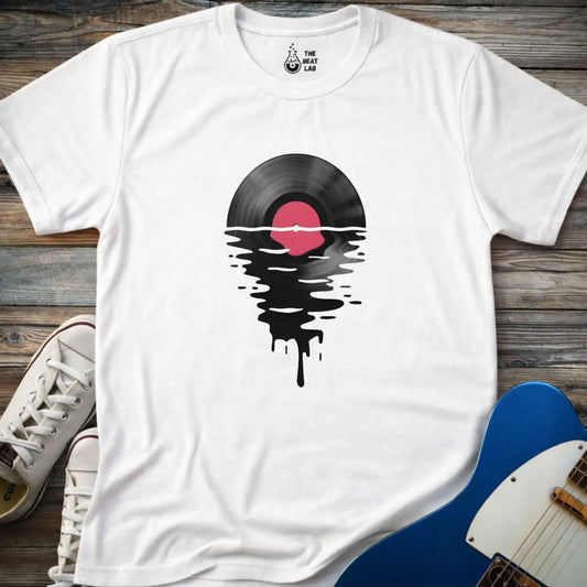 Melting Vinyl Record T-shirt - White / S - T-Shirt