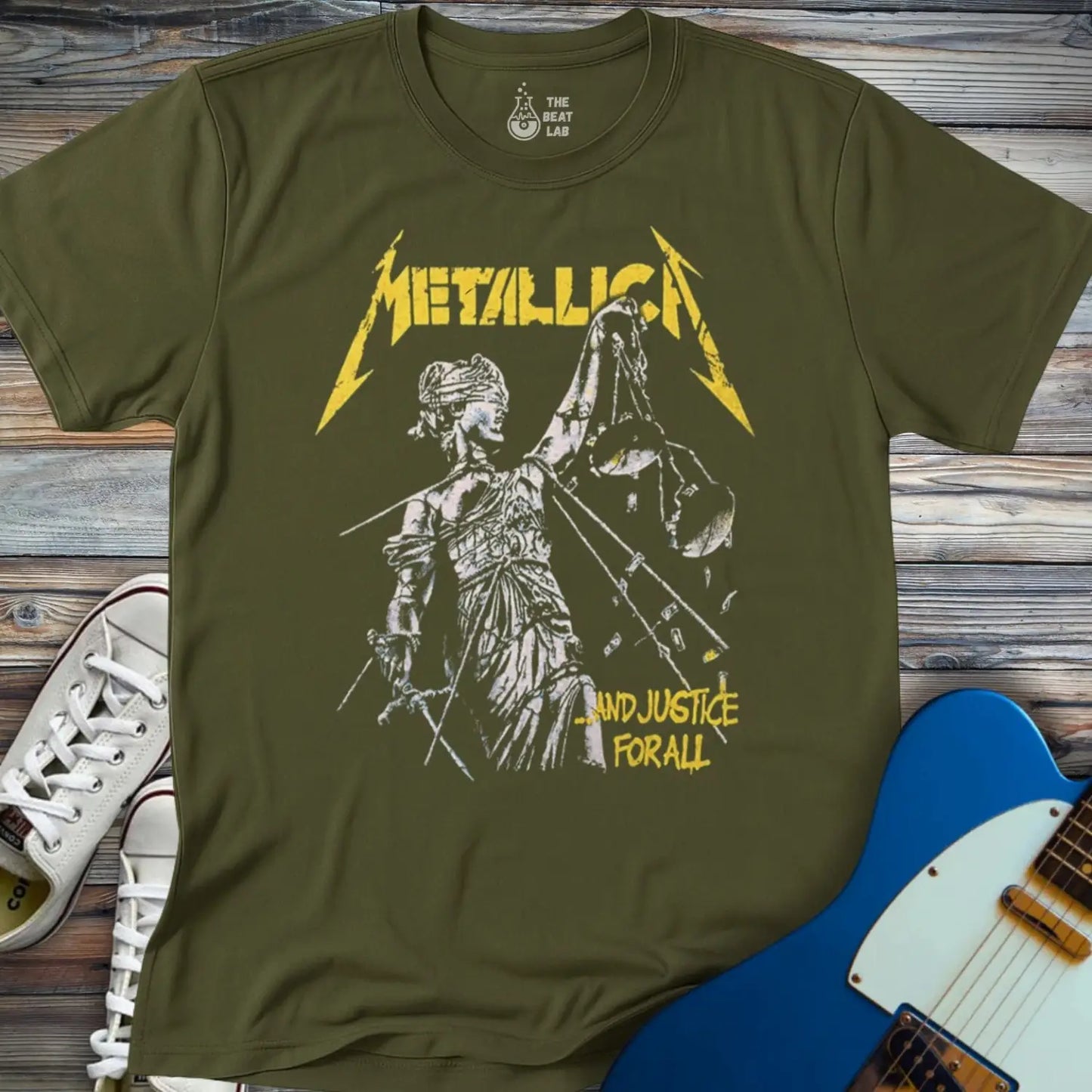 Metallica Justice For All T-shirt - Military Green / S - T-Shirt