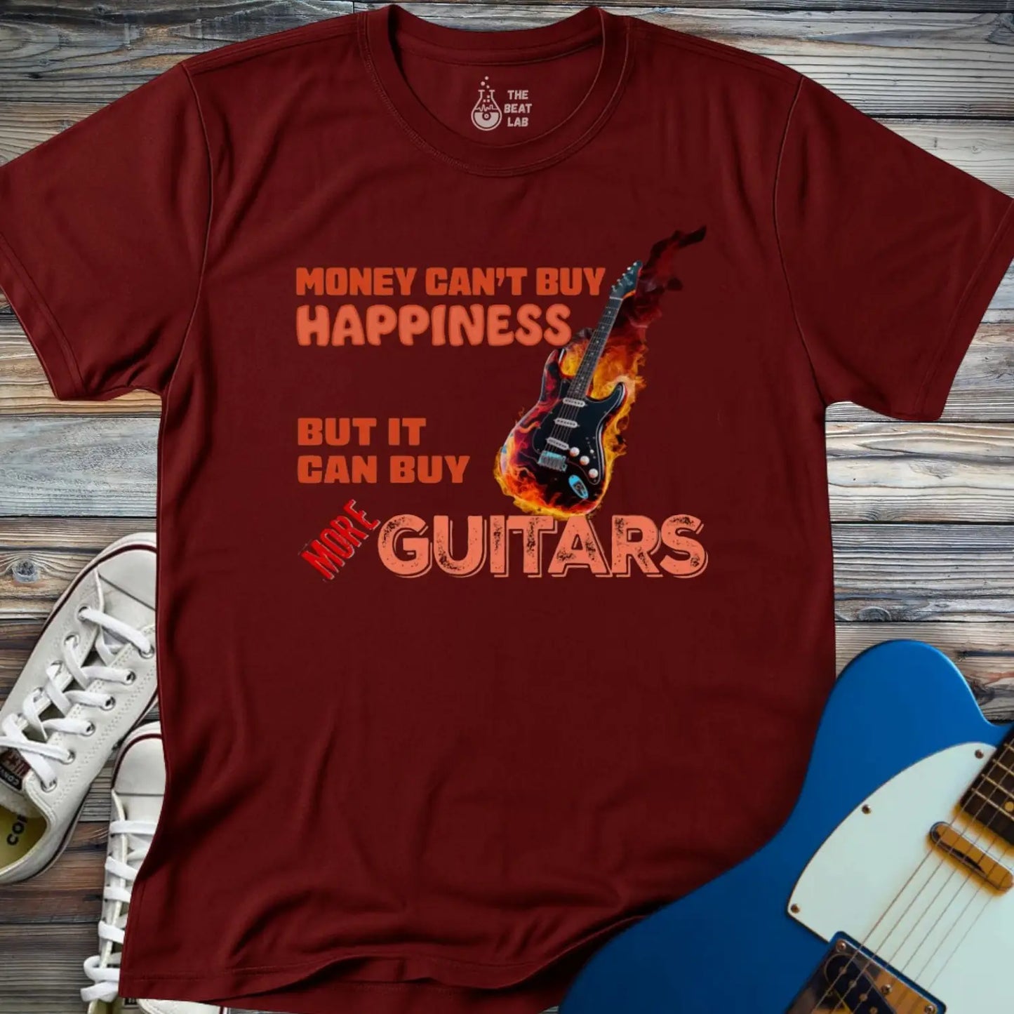 Money Can’t Buy Happiness T-shirt - Maroon / S - T-Shirt