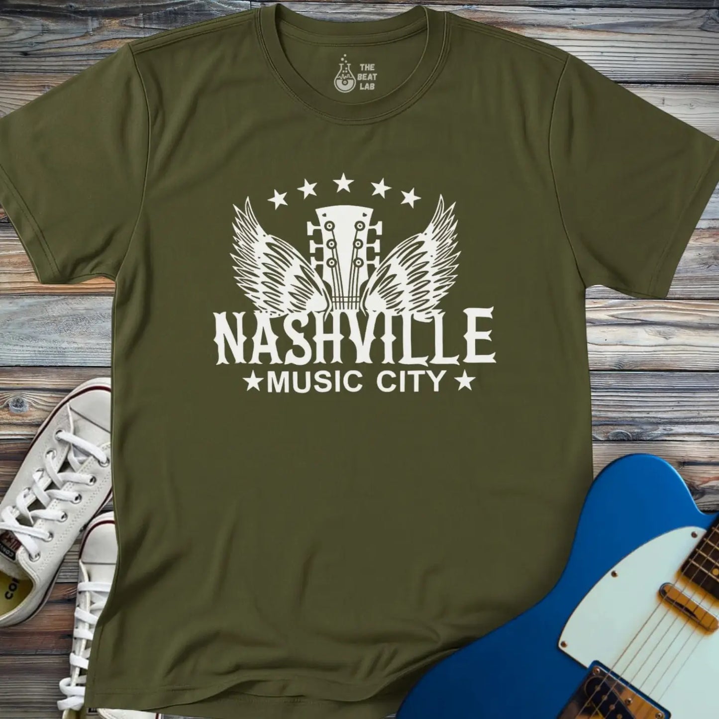 Nashville Music City (III) T-shirt - Military Green / S - T-Shirt