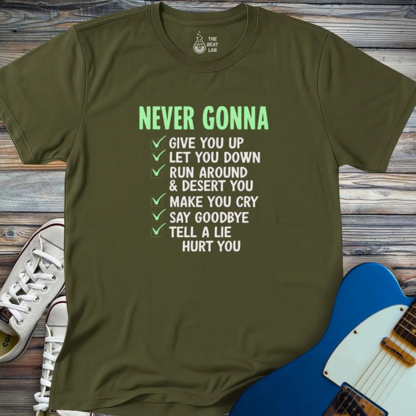Never Gonna (II) T-shirt - Military Green / S - T-Shirt