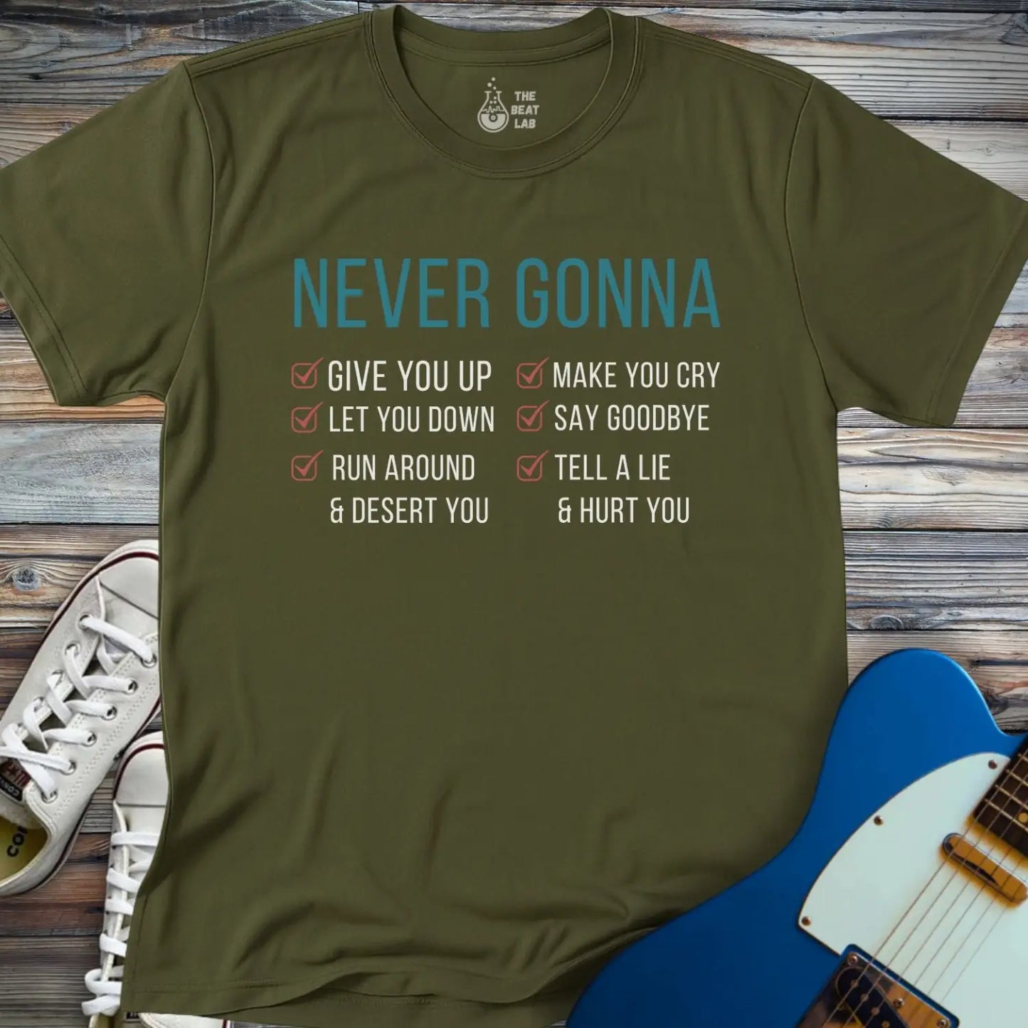 Never Gonna T-shirt - Military Green / S - T-Shirt