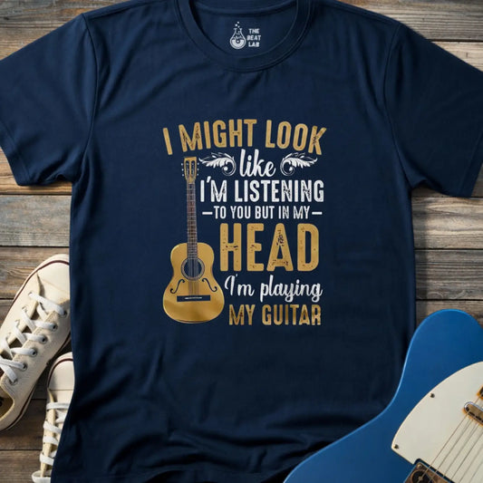 Playing Guitar in My Head T-shirt - Navy / S - T-Shirt