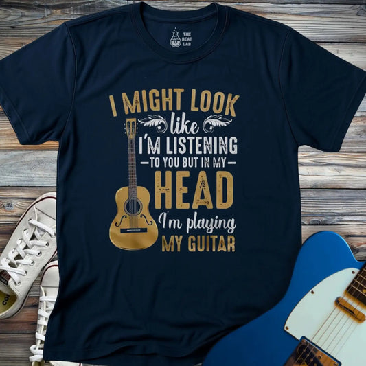 Playing Guitar in My Head T-shirt - Navy / S - T-Shirt