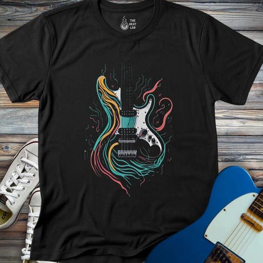 Psychedelic Electric Guitar T-shirt - Black / S - T-Shirt