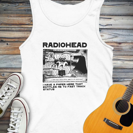 Radiohead Comic Art (I) Tank Top - White / XS - Tank Top