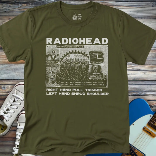 Radiohead Comic Art (II) T-shirt - Military Green / S - T-Shirt