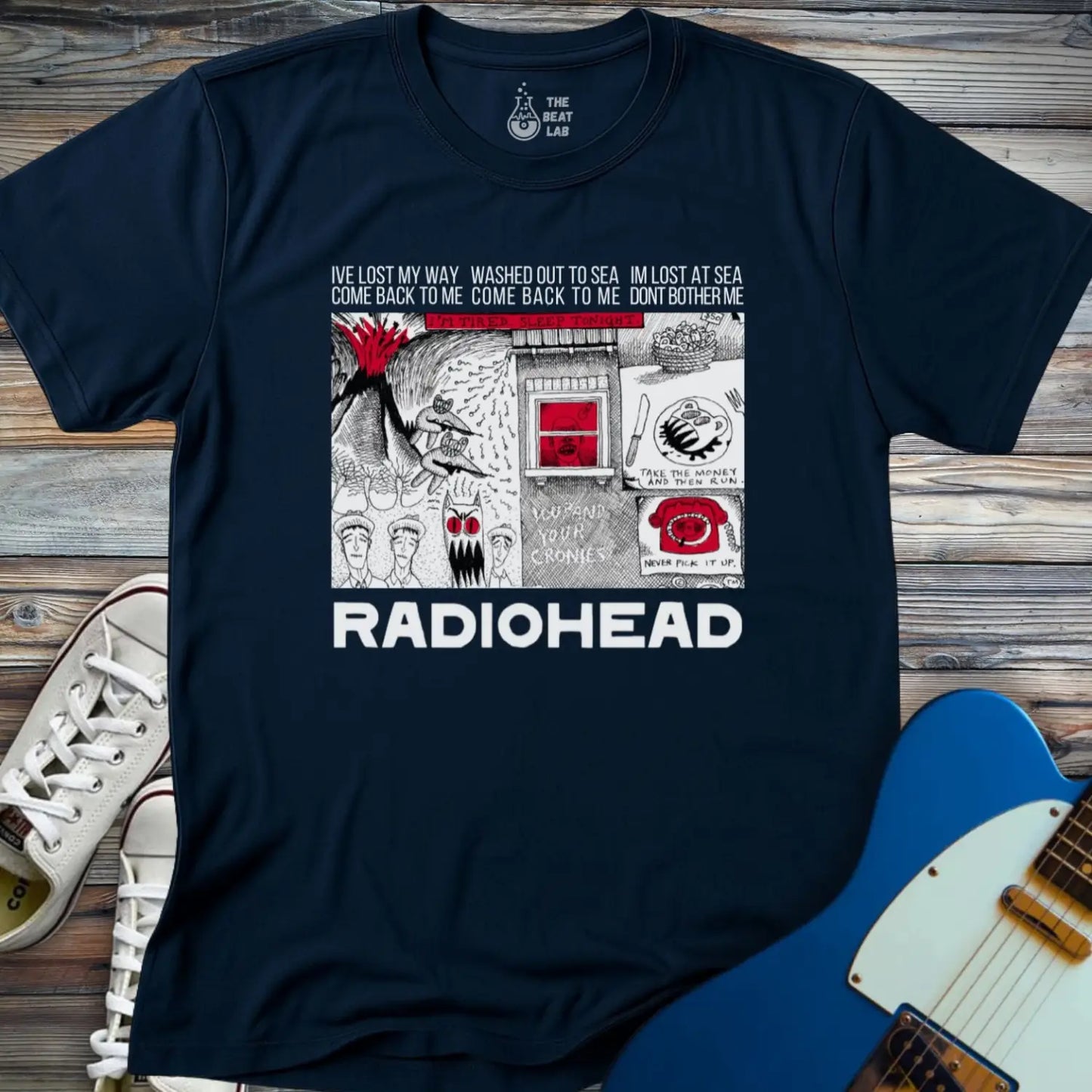 Radiohead Comic Art (V) T-shirt - Navy / S - T-Shirt