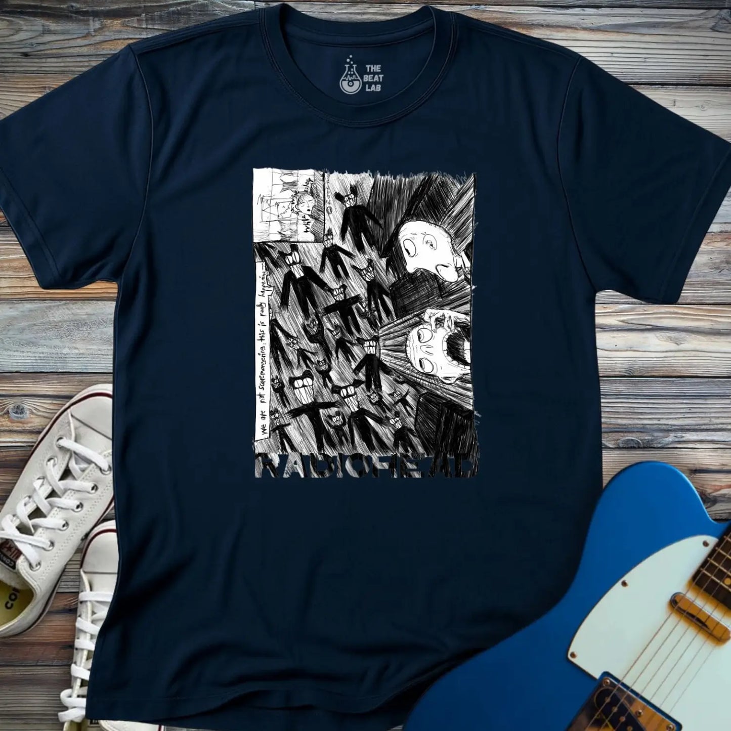 Radiohead Comic Art (VI) T-shirt - Navy / S - T-Shirt