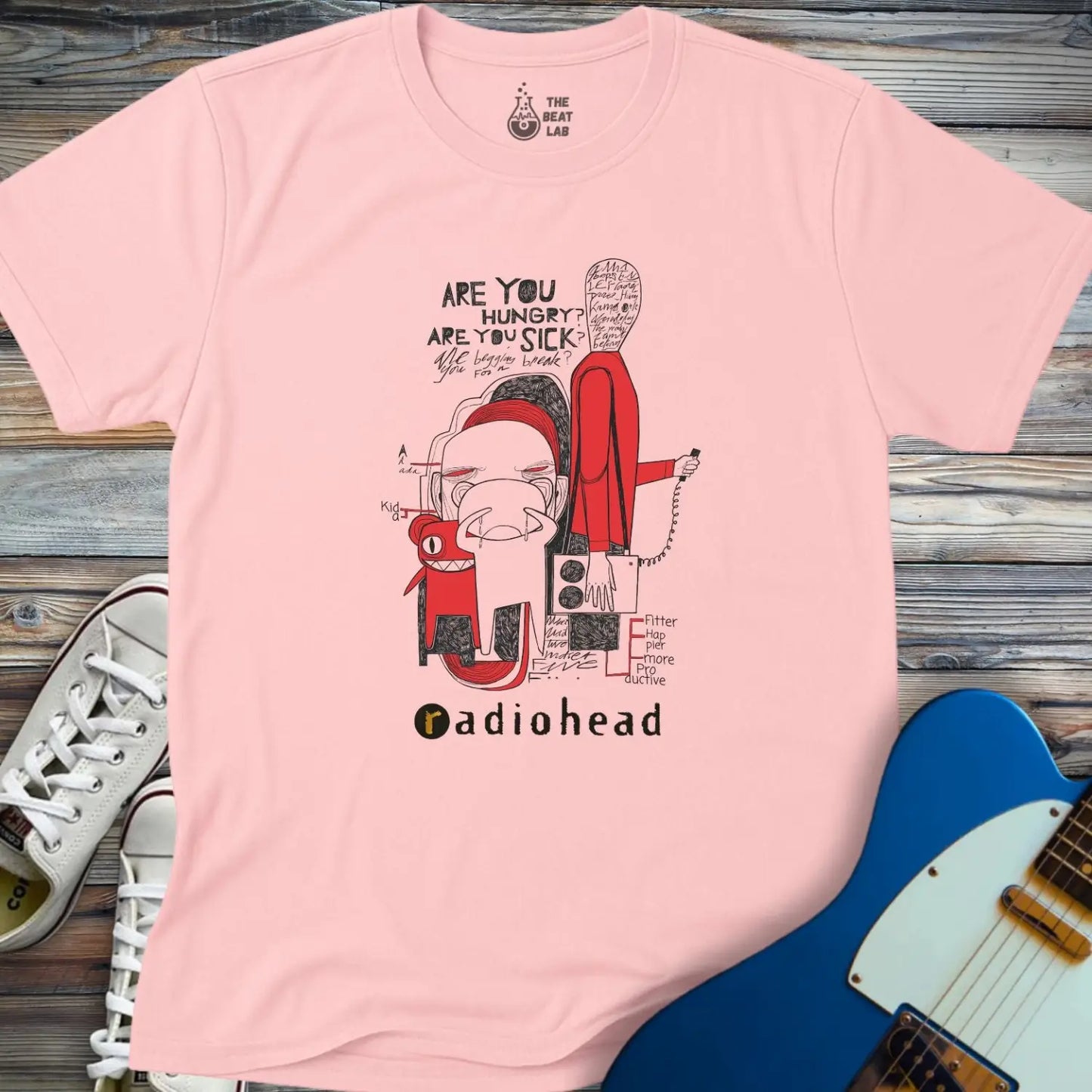 Radiohead Comic Art (VII) T-shirt - Light Pink / S - T-Shirt