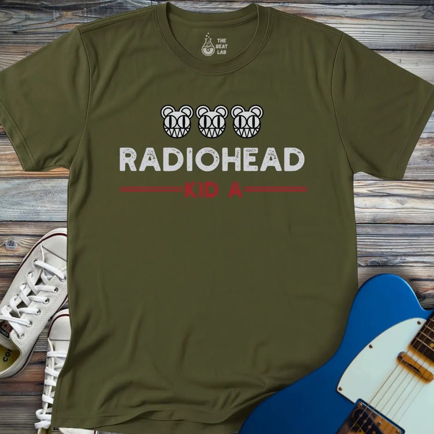 Radiohead Kid A (II) T-shirt - Military Green / S - T-Shirt