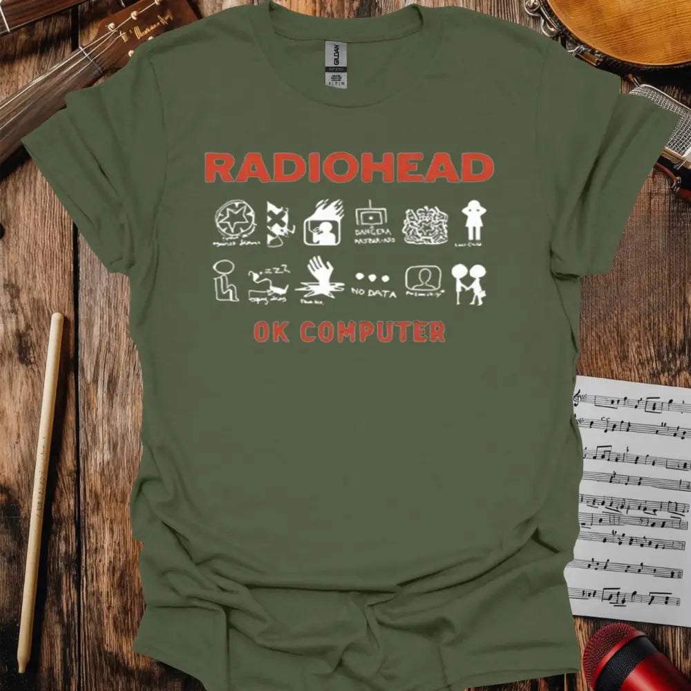Radiohead OK Computer T-shirt - S / Military Green - T-Shirt