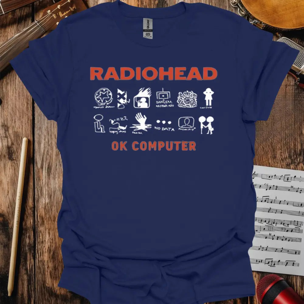 Radiohead OK Computer T-shirt - S / Navy - T-Shirt