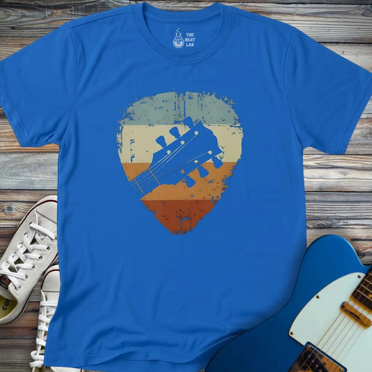 Retro Guitar Pick T-shirt - Royal / S - T-Shirt