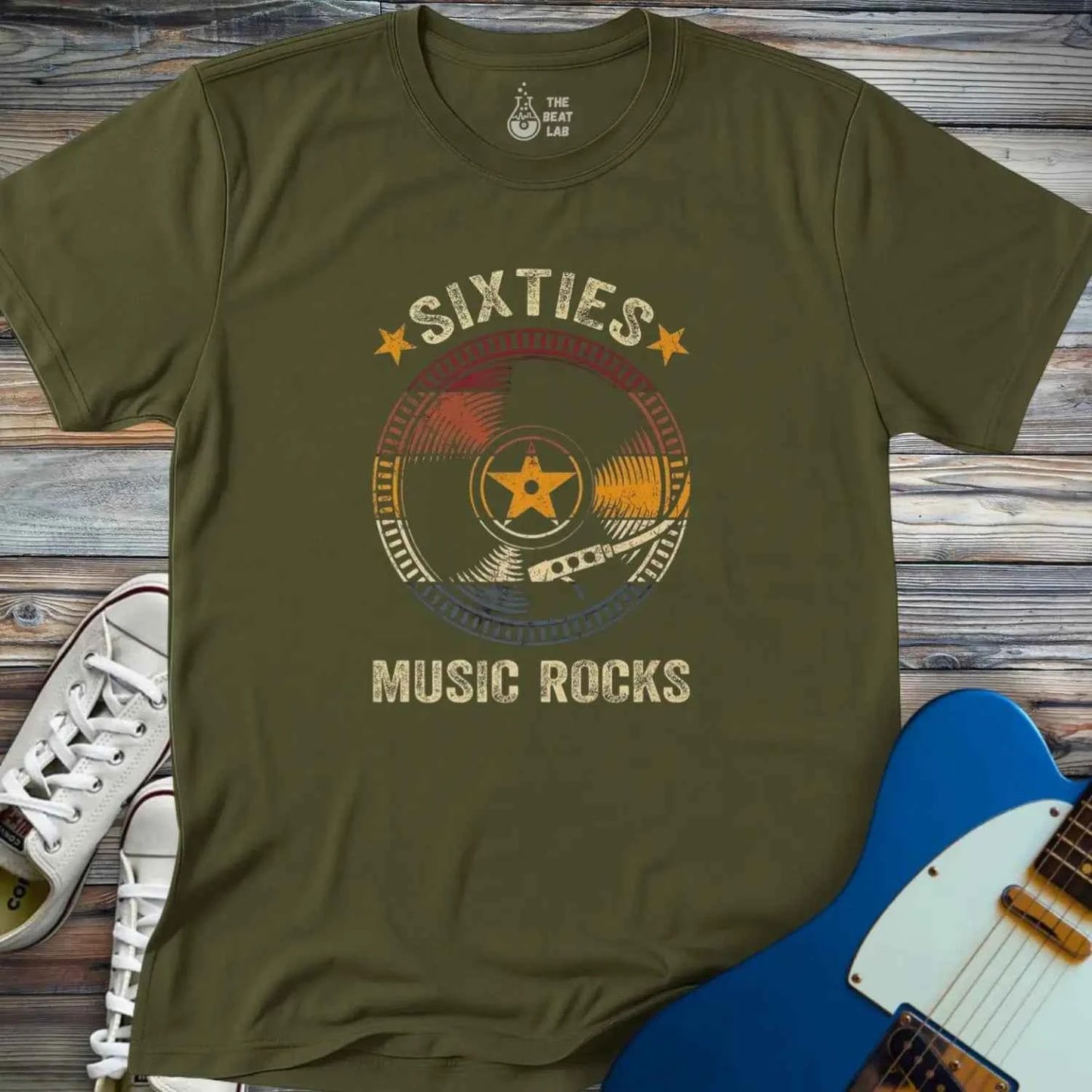 Retro sixties vinyl record T-shirt