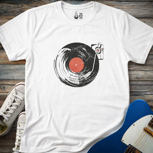 Retro Vinyl Record Player T-shirt - White / S - T-Shirt