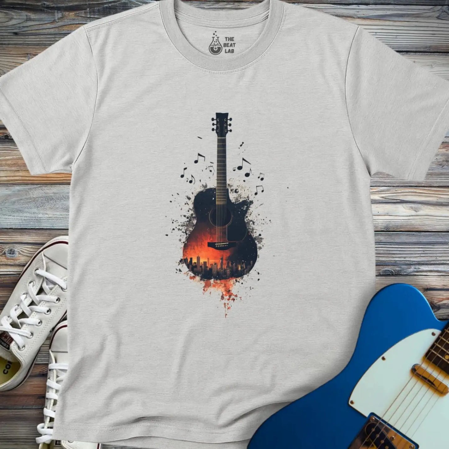 Sunset City Skyline T-shirt - Sport Grey / S - T-Shirt