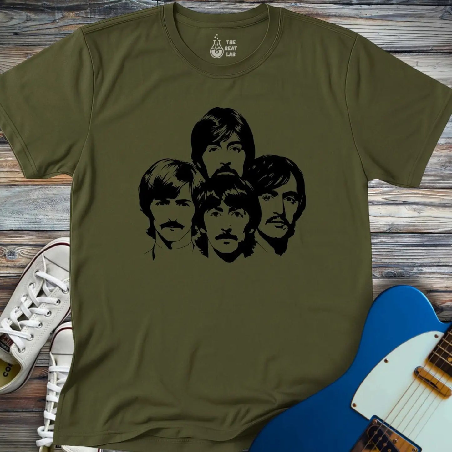 The Beatles Members T-shirt - Military Green / S - T-Shirt