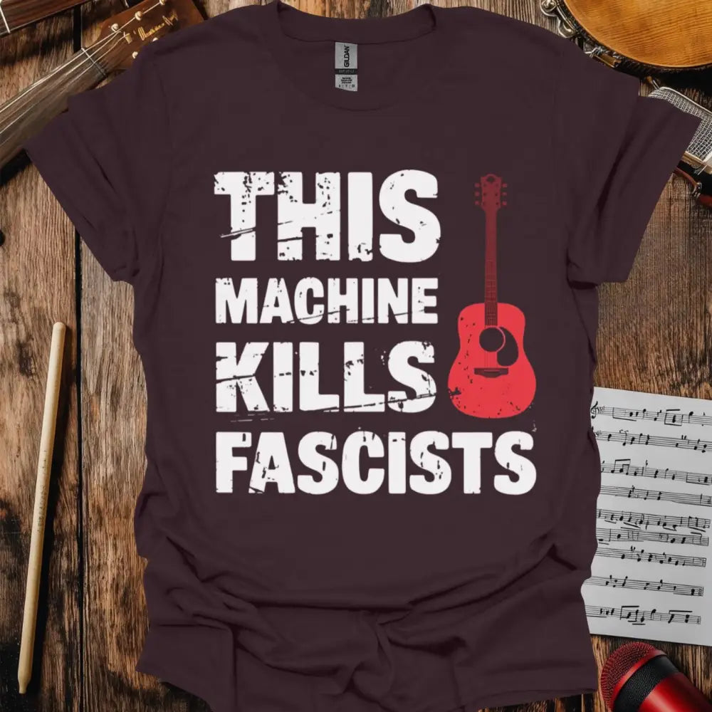This Machine Kills Fascists T-shirt - S / Dark Chocolate - T-Shirt