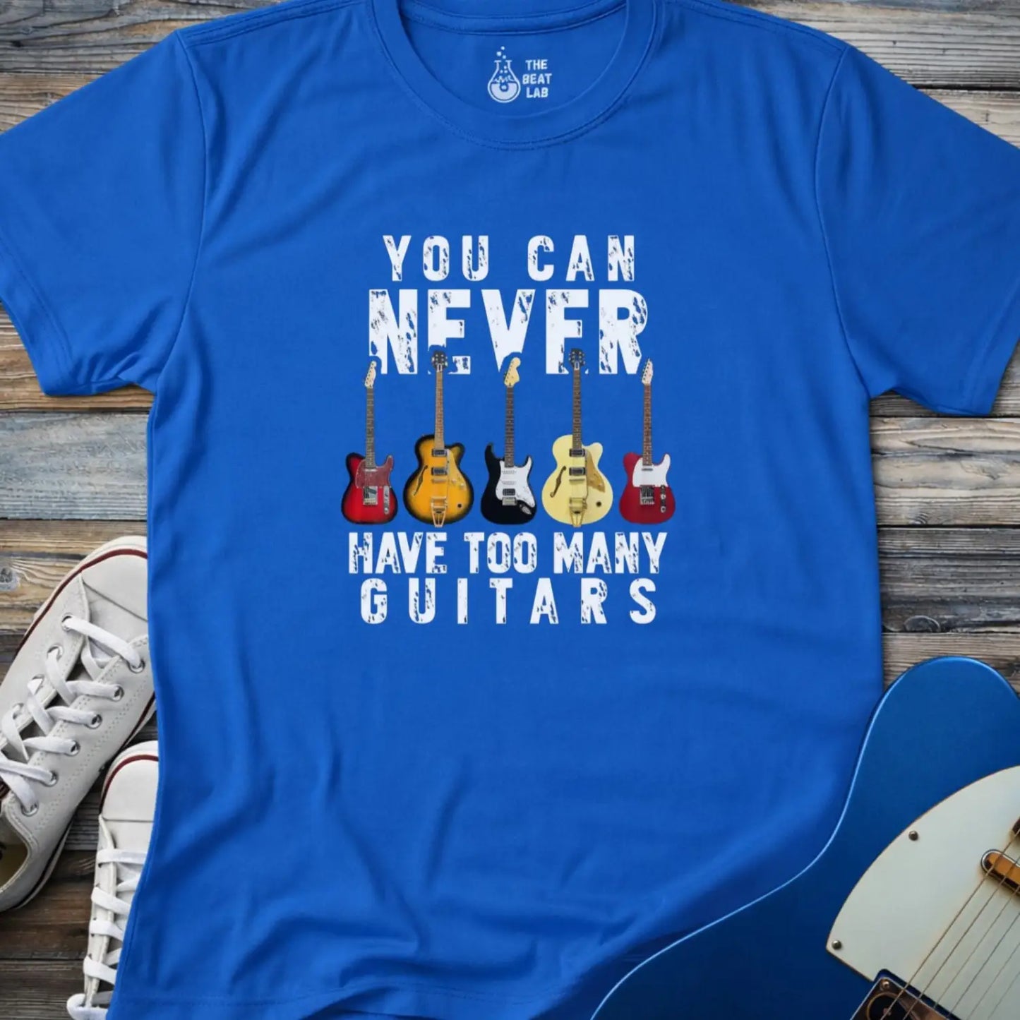 Too Many Guitars T-shirt - Royal / S - T-Shirt