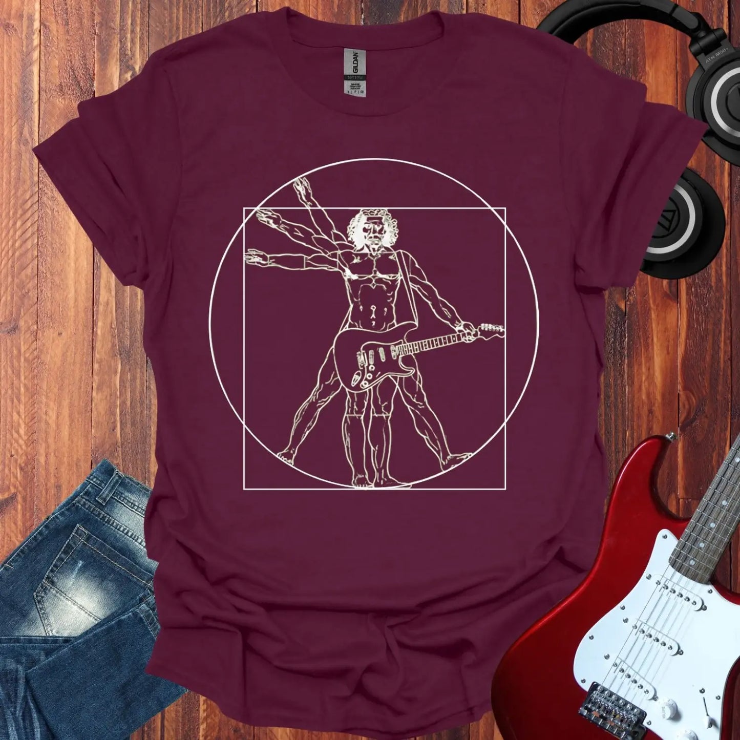 Vitruvian Rocker T-shirt Maroon