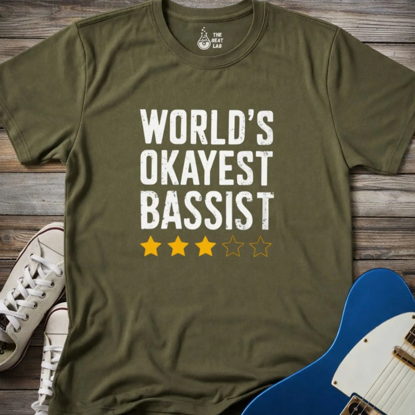 World’s Okayest Bassist T-shirt - Military Green / S - T-Shirt