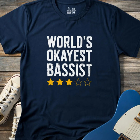 World’s Okayest Bassist T-shirt - Navy / S - T-Shirt