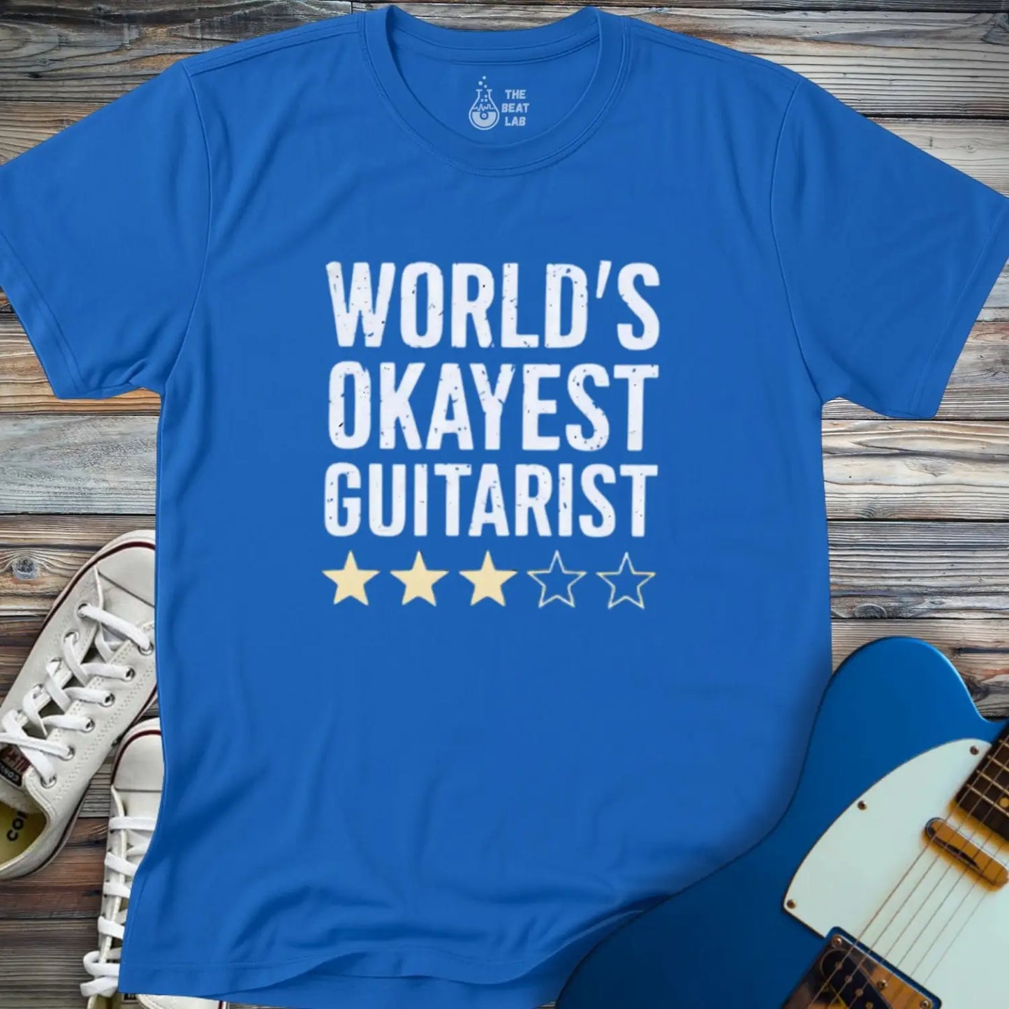 World’s Okayest Guitarist T-shirt - Royal / S - T-Shirt