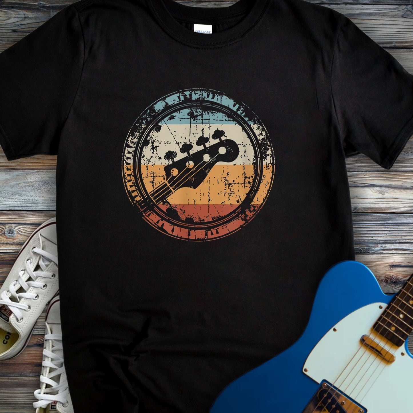 Retro Grunge Bass Guitar T-shirt