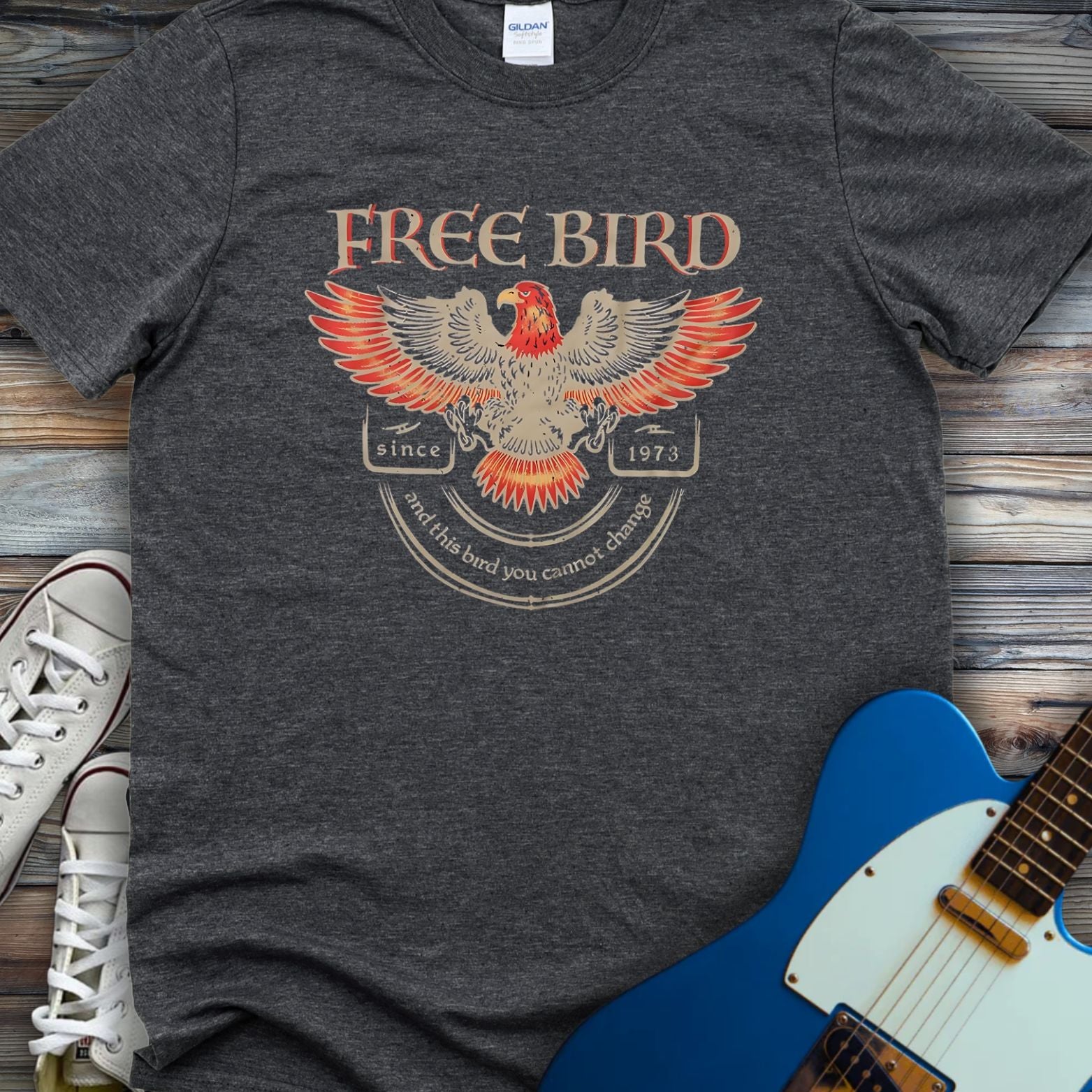 Free Bird T-shirt Dark Heather Grey