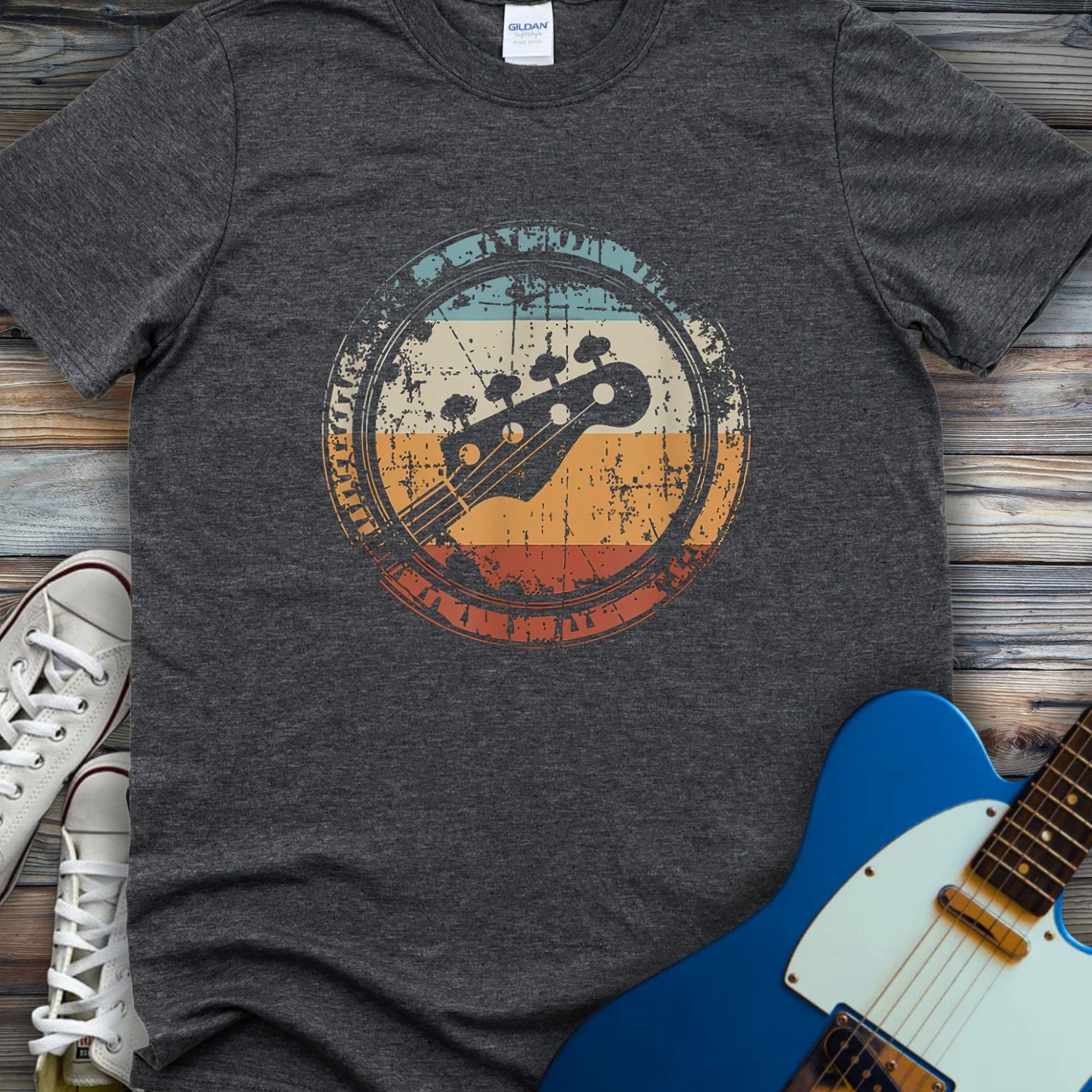Retro Grunge Bass Guitar T-shirt